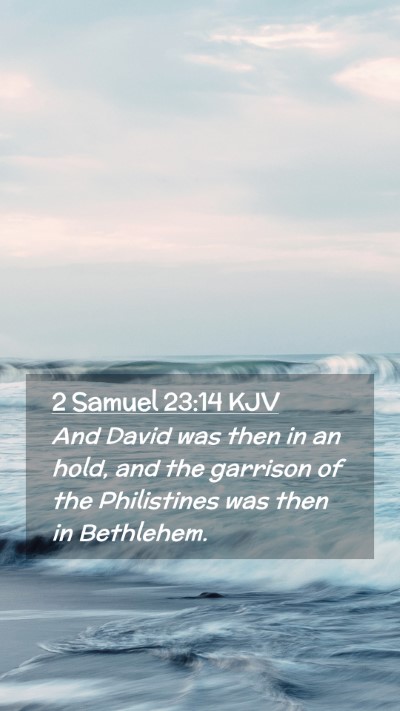 Picture 02 - 2 Samuel 23:14 KJV Mobile Phone Wallpaper - And David was then in an hold, and the garrison - Mobile Bible Verse Wallpaper