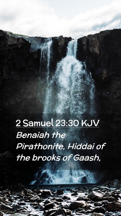 Picture 02 - 2 Samuel 23:30 KJV Mobile Phone Wallpaper - Benaiah the Pirathonite, Hiddai of the brooks of - Mobile Bible Verse Wallpaper