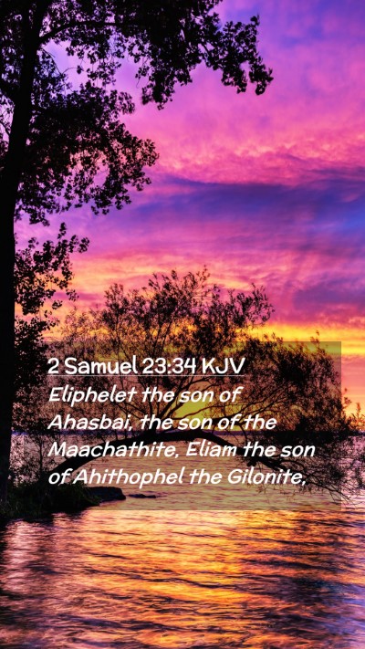 Picture 02 - 2 Samuel 23:34 KJV Mobile Phone Wallpaper - Eliphelet the son of Ahasbai, the son of the - Mobile Bible Verse Wallpaper