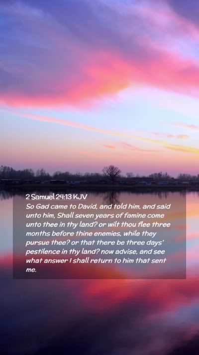 Picture 02 - 2 Samuel 24:13 KJV Mobile Phone Wallpaper - So Gad came to David, and told him, and said unto - Mobile Bible Verse Wallpaper