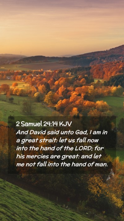 Picture 02 - 2 Samuel 24:14 KJV Mobile Phone Wallpaper - And David said unto Gad, I am in a great strait: - Mobile Bible Verse Wallpaper