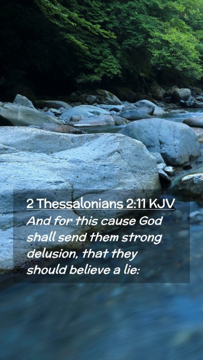 Picture 02 - 2 Thessalonians 2:11 KJV Mobile Phone Wallpaper - And for this cause God shall send them strong - Mobile Bible Verse Wallpaper