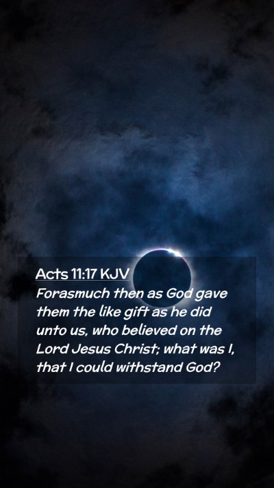 Picture 02 - Acts 11:17 KJV Mobile Phone Wallpaper - Forasmuch then as God gave them the like gift as - Mobile Bible Verse Wallpaper