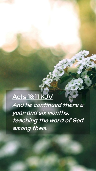 Picture 02 - Acts 18:11 KJV Mobile Phone Wallpaper - And he continued there a year and six months, - Mobile Bible Verse Wallpaper
