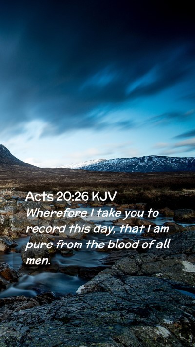 Picture 02 - Acts 20:26 KJV Mobile Phone Wallpaper - Wherefore I take you to record this day, that I - Mobile Bible Verse Wallpaper