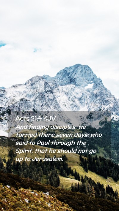 Picture 02 - Acts 21:4 KJV Mobile Phone Wallpaper - And finding disciples, we tarried there seven - Mobile Bible Verse Wallpaper