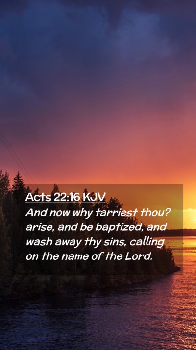 Picture 02 - Acts 22:16 KJV Mobile Phone Wallpaper - And now why tarriest thou? arise, and be - Mobile Bible Verse Wallpaper