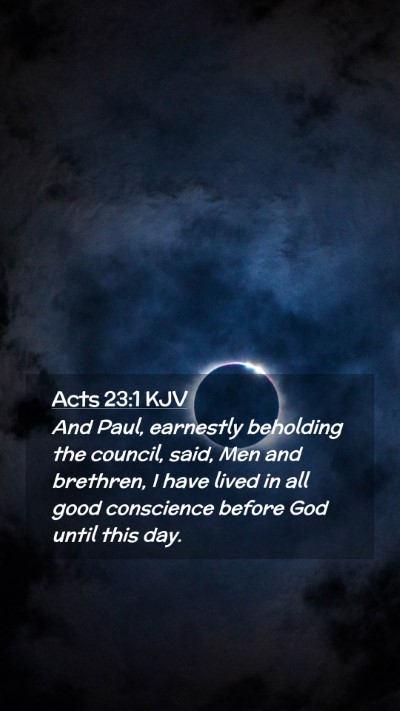 Picture 02 - Acts 23:1 KJV Mobile Phone Wallpaper - And Paul, earnestly beholding the council, said, - Mobile Bible Verse Wallpaper