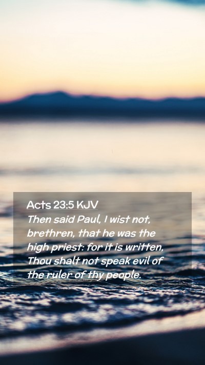 Picture 02 - Acts 23:5 KJV Mobile Phone Wallpaper - Then said Paul, I wist not, brethren, that he was - Mobile Bible Verse Wallpaper