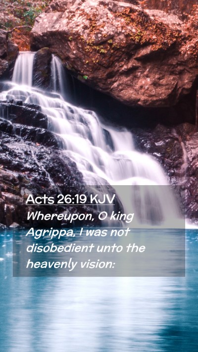 Picture 02 - Acts 26:19 KJV Mobile Phone Wallpaper - Whereupon, O king Agrippa, I was not disobedient - Mobile Bible Verse Wallpaper