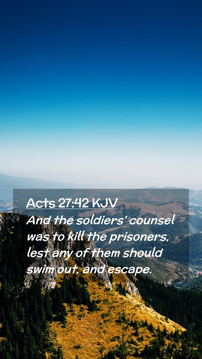 Picture 02 - Acts 27:42 KJV Mobile Phone Wallpaper - And the soldiers' counsel was to kill the - Mobile Bible Verse Wallpaper