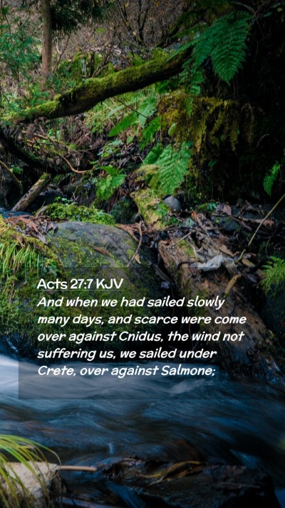Picture 02 - Acts 27:7 KJV Mobile Phone Wallpaper - And when we had sailed slowly many days, and - Mobile Bible Verse Wallpaper