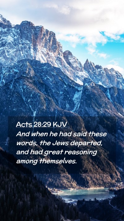 Picture 02 - Acts 28:29 KJV Mobile Phone Wallpaper - And when he had said these words, the Jews - Mobile Bible Verse Wallpaper