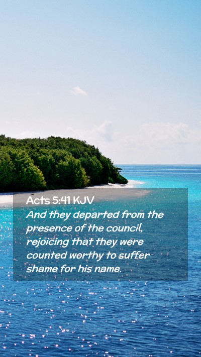 Picture 02 - Acts 5:41 KJV Mobile Phone Wallpaper - And they departed from the presence of the - Mobile Bible Verse Wallpaper