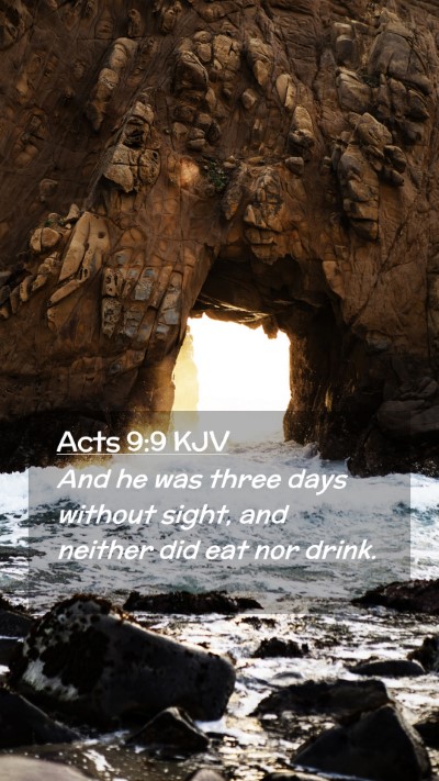 Picture 02 - Acts 9:9 KJV Mobile Phone Wallpaper - And he was three days without sight, and neither - Mobile Bible Verse Wallpaper