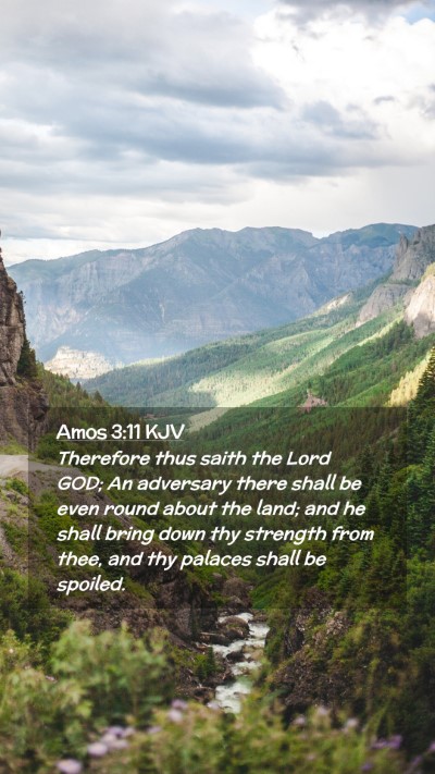 Picture 02 - Amos 3:11 KJV Mobile Phone Wallpaper - Therefore thus saith the Lord GOD; An adversary - Mobile Bible Verse Wallpaper
