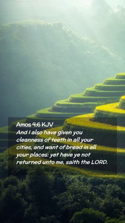 Picture 02 - Amos 4:6 KJV Mobile Phone Wallpaper - And I also have given you cleanness of teeth in - Mobile Bible Verse Wallpaper
