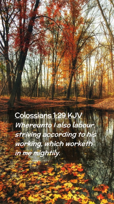 Picture 02 - Colossians 1:29 KJV Mobile Phone Wallpaper - Whereunto I also labour, striving according to - Mobile Bible Verse Wallpaper