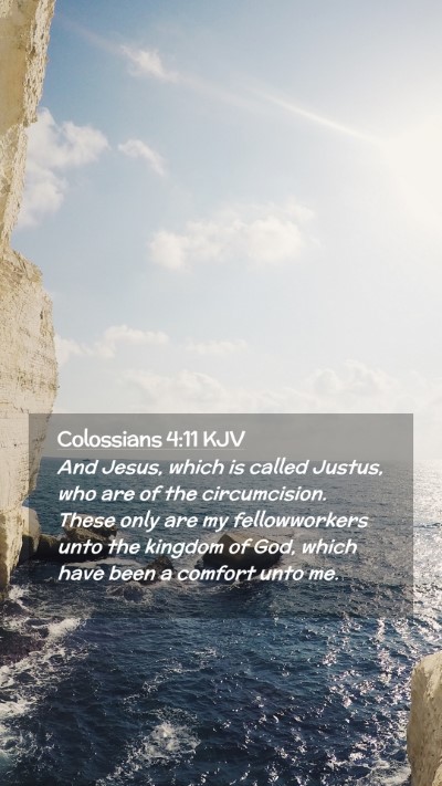 Picture 02 - Colossians 4:11 KJV Mobile Phone Wallpaper - And Jesus, which is called Justus, who are of the - Mobile Bible Verse Wallpaper