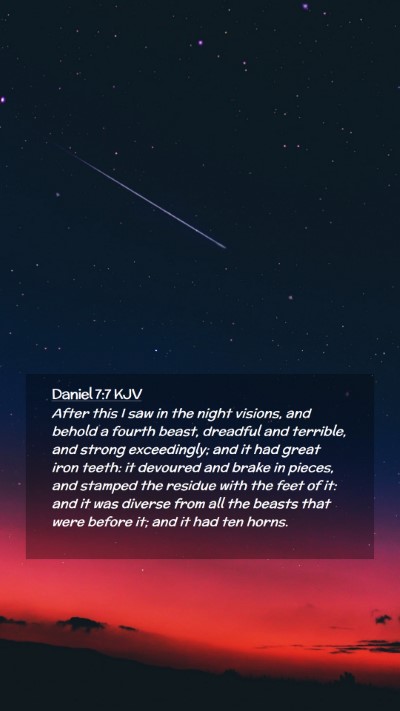 Picture 02 - Daniel 7:7 KJV Mobile Phone Wallpaper - After this I saw in the night visions, and behold - Mobile Bible Verse Wallpaper