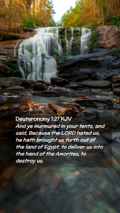Picture 02 - Deuteronomy 1:27 KJV Mobile Phone Wallpaper - And ye murmured in your tents, and said, Because - Mobile Bible Verse Wallpaper