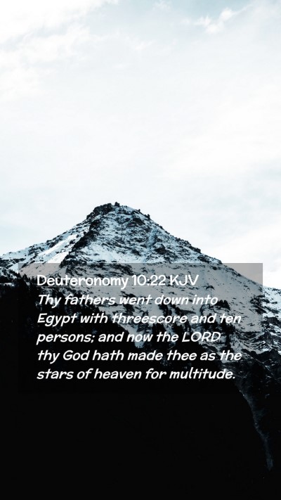 Picture 02 - Deuteronomy 10:22 KJV Mobile Phone Wallpaper - Thy fathers went down into Egypt with threescore - Mobile Bible Verse Wallpaper