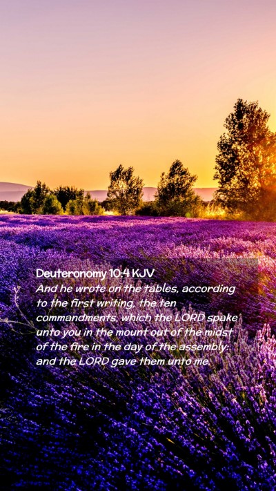 Picture 02 - Deuteronomy 10:4 KJV Mobile Phone Wallpaper - And he wrote on the tables, according to the - Mobile Bible Verse Wallpaper