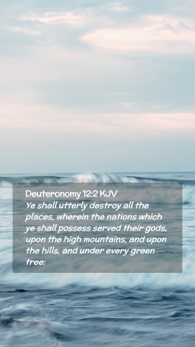 Picture 02 - Deuteronomy 12:2 KJV Mobile Phone Wallpaper - Ye shall utterly destroy all the places, wherein - Mobile Bible Verse Wallpaper