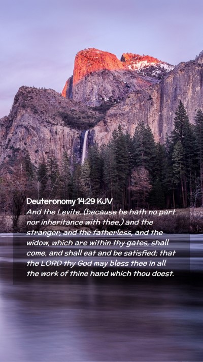 Picture 02 - Deuteronomy 14:29 KJV Mobile Phone Wallpaper - And the Levite, (because he hath no part nor - Mobile Bible Verse Wallpaper