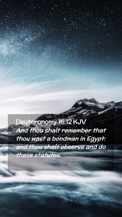 Picture 02 - Deuteronomy 16:12 KJV Mobile Phone Wallpaper - And thou shalt remember that thou wast a bondman - Mobile Bible Verse Wallpaper