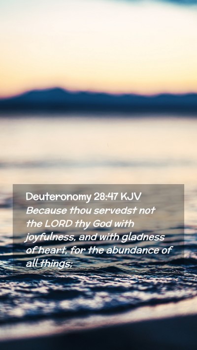 Picture 02 - Deuteronomy 28:47 KJV Mobile Phone Wallpaper - Because thou servedst not the LORD thy God with - Mobile Bible Verse Wallpaper