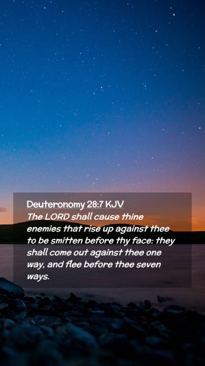 Picture 02 - Deuteronomy 28:7 KJV Mobile Phone Wallpaper - The LORD shall cause thine enemies that rise up - Mobile Bible Verse Wallpaper