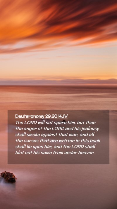 Picture 02 - Deuteronomy 29:20 KJV Mobile Phone Wallpaper - The LORD will not spare him, but then the anger - Mobile Bible Verse Wallpaper