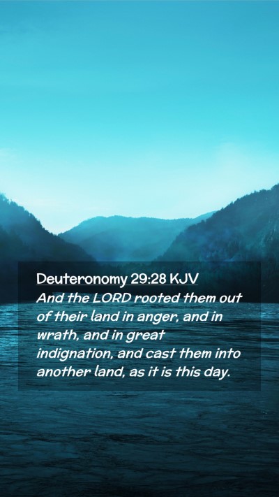 Picture 02 - Deuteronomy 29:28 KJV Mobile Phone Wallpaper - And the LORD rooted them out of their land in - Mobile Bible Verse Wallpaper