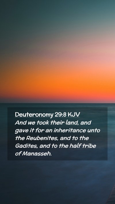 Picture 02 - Deuteronomy 29:8 KJV Mobile Phone Wallpaper - And we took their land, and gave it for an - Mobile Bible Verse Wallpaper