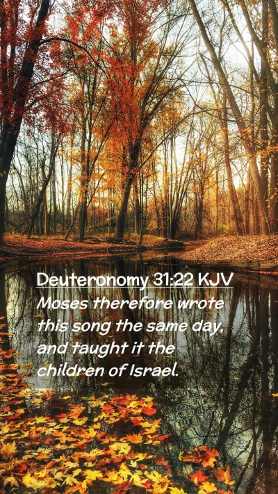 Picture 02 - Deuteronomy 31:22 KJV Mobile Phone Wallpaper - Moses therefore wrote this song the same day, and - Mobile Bible Verse Wallpaper