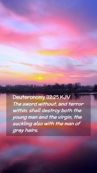 Picture 02 - Deuteronomy 32:25 KJV Mobile Phone Wallpaper - The sword without, and terror within, shall - Mobile Bible Verse Wallpaper