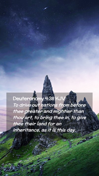 Picture 02 - Deuteronomy 4:38 KJV Mobile Phone Wallpaper - To drive out nations from before thee greater and - Mobile Bible Verse Wallpaper