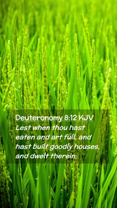 Picture 02 - Deuteronomy 8:12 KJV Mobile Phone Wallpaper - Lest when thou hast eaten and art full, and hast - Mobile Bible Verse Wallpaper