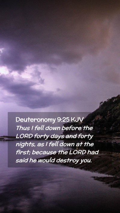 Picture 02 - Deuteronomy 9:25 KJV Mobile Phone Wallpaper - Thus I fell down before the LORD forty days and - Mobile Bible Verse Wallpaper
