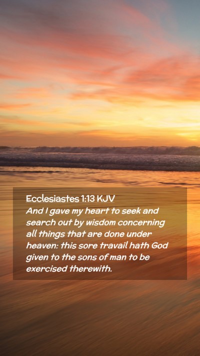 Picture 02 - Ecclesiastes 1:13 KJV Mobile Phone Wallpaper - And I gave my heart to seek and search out by - Mobile Bible Verse Wallpaper