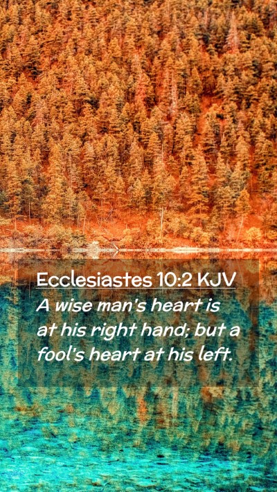 Picture 02 - Ecclesiastes 10:2 KJV Mobile Phone Wallpaper - A wise man's heart is at his right hand; but a - Mobile Bible Verse Wallpaper