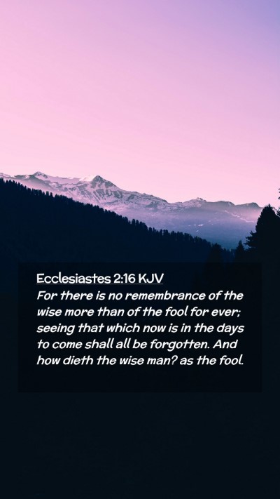 Picture 02 - Ecclesiastes 2:16 KJV Mobile Phone Wallpaper - For there is no remembrance of the wise more than - Mobile Bible Verse Wallpaper
