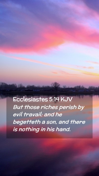 Picture 02 - Ecclesiastes 5:14 KJV Mobile Phone Wallpaper - But those riches perish by evil travail: and he - Mobile Bible Verse Wallpaper