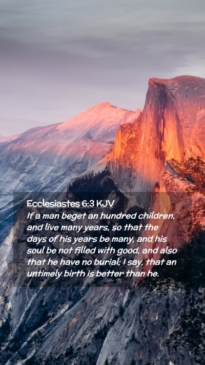 Picture 02 - Ecclesiastes 6:3 KJV Mobile Phone Wallpaper - If a man beget an hundred children, and live many - Mobile Bible Verse Wallpaper