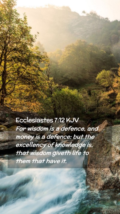 Picture 02 - Ecclesiastes 7:12 KJV Mobile Phone Wallpaper - For wisdom is a defence, and money is a defence: - Mobile Bible Verse Wallpaper