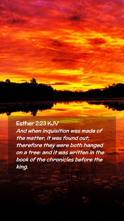 Picture 02 - Esther 2:23 KJV Mobile Phone Wallpaper - And when inquisition was made of the matter, it - Mobile Bible Verse Wallpaper