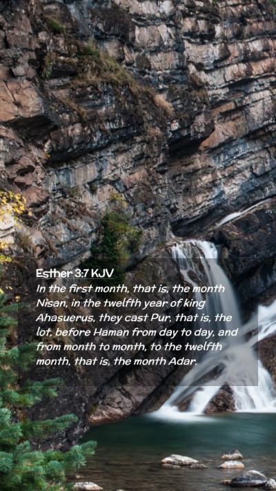 Picture 02 - Esther 3:7 KJV Mobile Phone Wallpaper - In the first month, that is, the month Nisan, in - Mobile Bible Verse Wallpaper