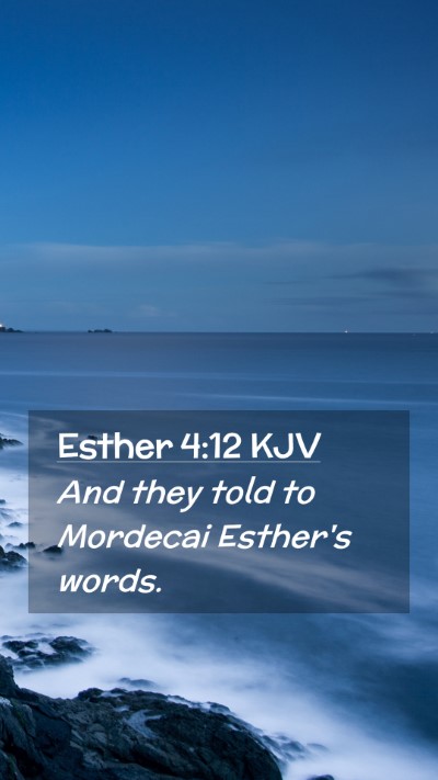 Picture 02 - Esther 4:12 KJV Mobile Phone Wallpaper - And they told to Mordecai Esther's - Mobile Bible Verse Wallpaper