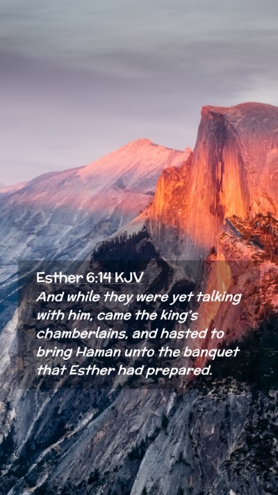 Picture 02 - Esther 6:14 KJV Mobile Phone Wallpaper - And while they were yet talking with him, came - Mobile Bible Verse Wallpaper